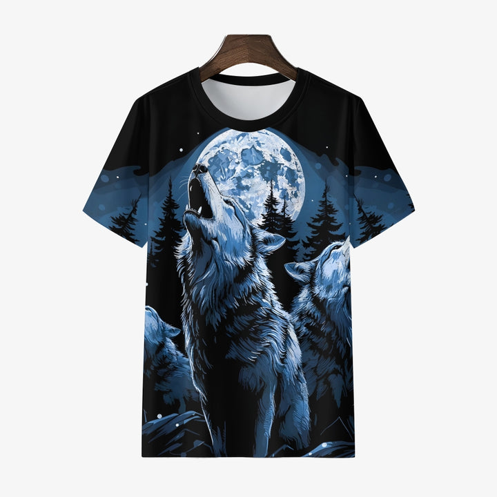 Howling Wolf Print Unisex T-Shirt 2408007705