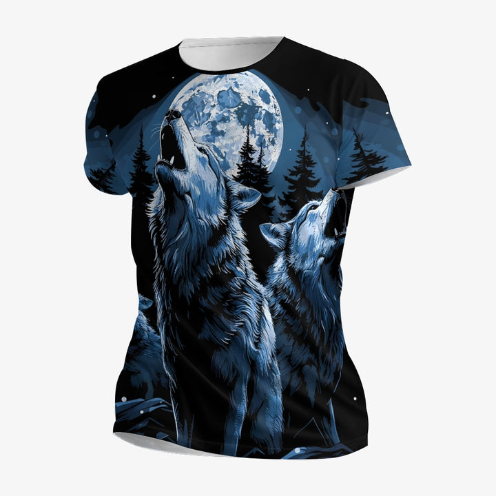 Howling Wolf Print Unisex T-Shirt 2408007705