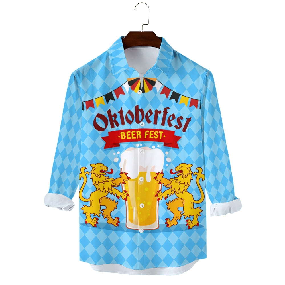 Oktoberfest Retro Beer Casual Short Sleeve Shirt