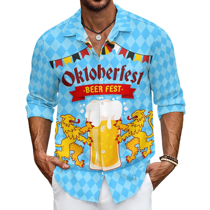 Oktoberfest Retro Beer Casual Short Sleeve Shirt