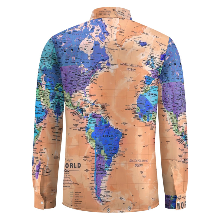 Vintage Map Multicolor Long-Sleeved Shirt 2407002067