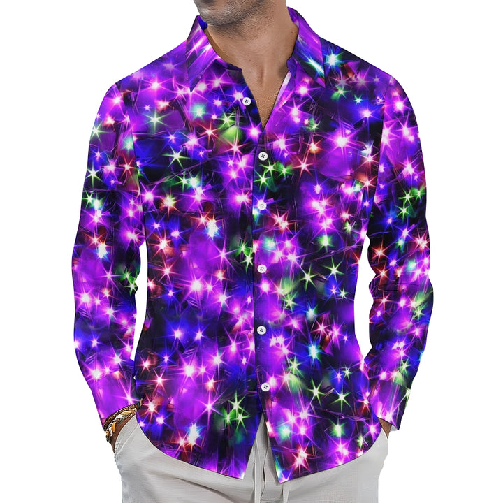 Holiday Gold Neon Men's Long Sleeve Shirts Stretch Plus Size Drama Costume Button Shirts 2310000911