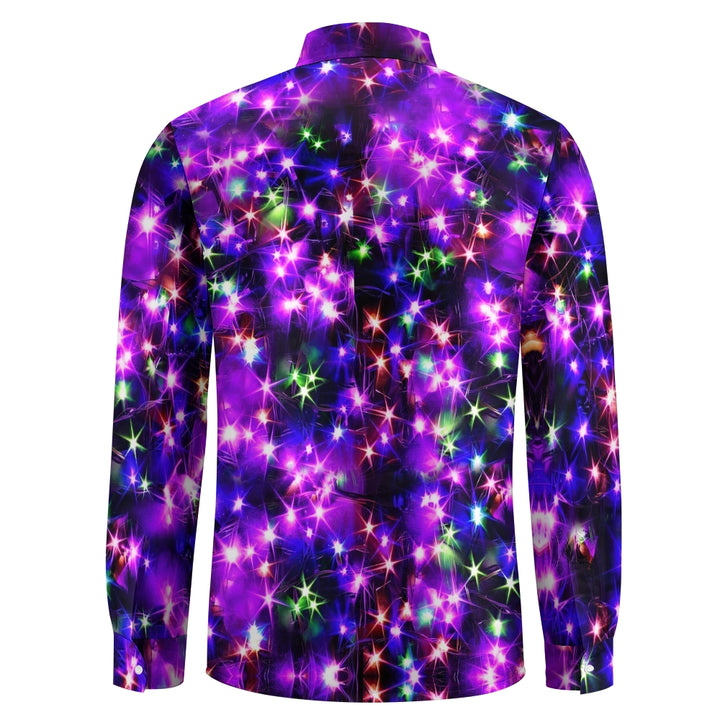 Holiday Gold Neon Men's Long Sleeve Shirts Stretch Plus Size Drama Costume Button Shirts 2310000911