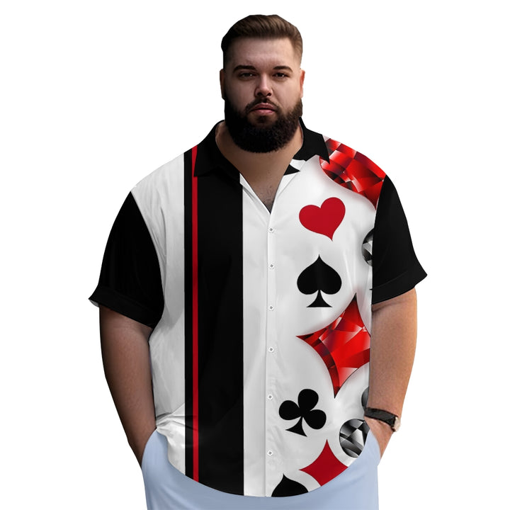 Poker Stripe Print Short Sleeve Shirt