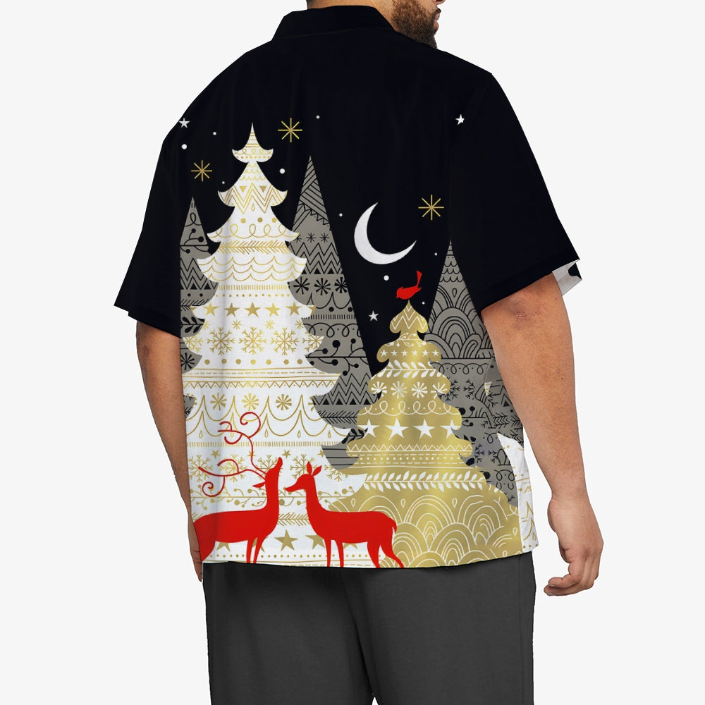 Men's Ashion Casual Christmas Printed Short Sleeve Shirt 2410000606