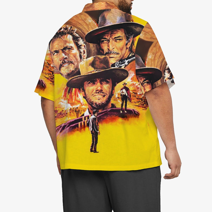 Clint Eastwood Color Set Good Bad Ugly Bad Western Movie Poster Print Casual Short Sleeve Shirt 2409004949