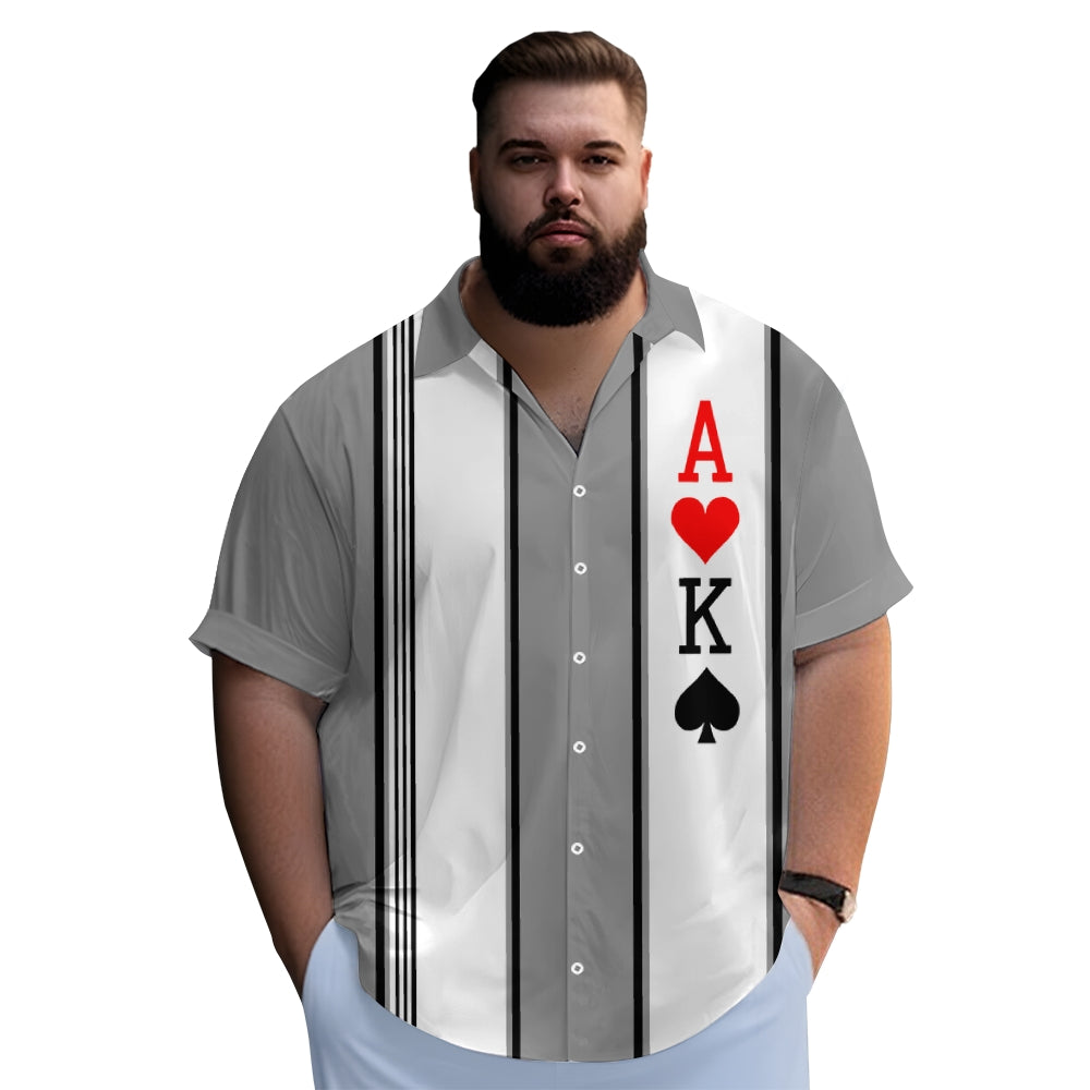 Poker Stripe Print Casual Oversized Short Sleeve Shirt