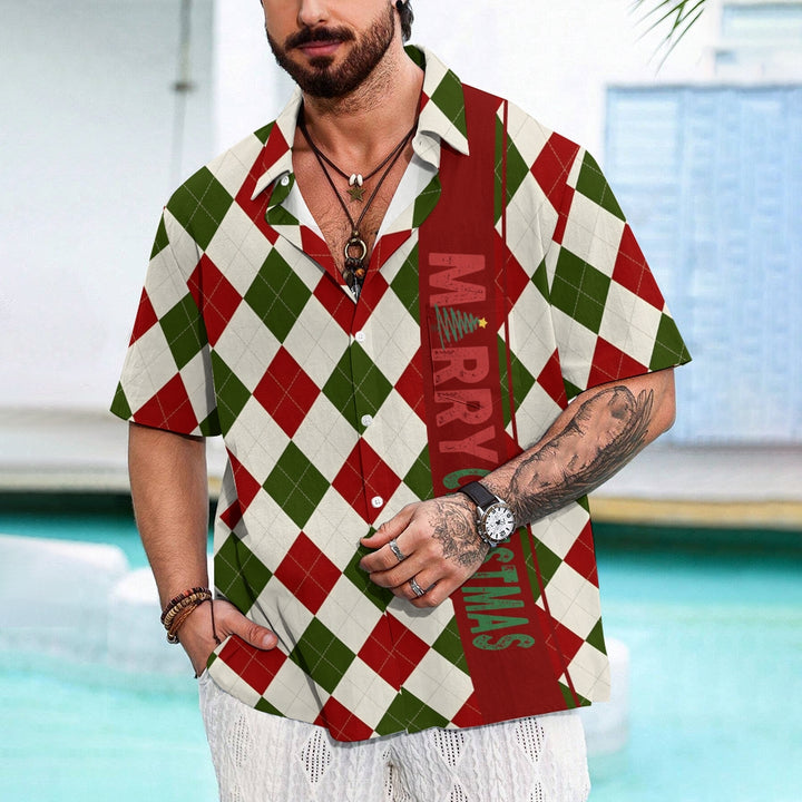 Merry Christmas Plaid Casual Large Size Short Sleeve Shirt 2410000868