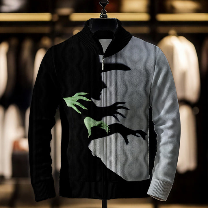 Men's Halloween art print zipper long-sleeved sweater jacket 2410000879