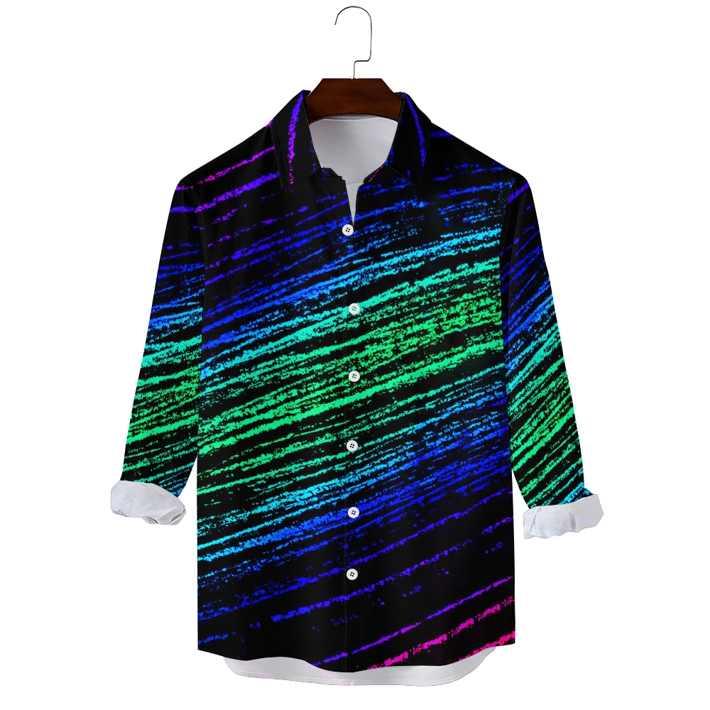 Men's gradient stripe print long-sleeved shirt 2410000893