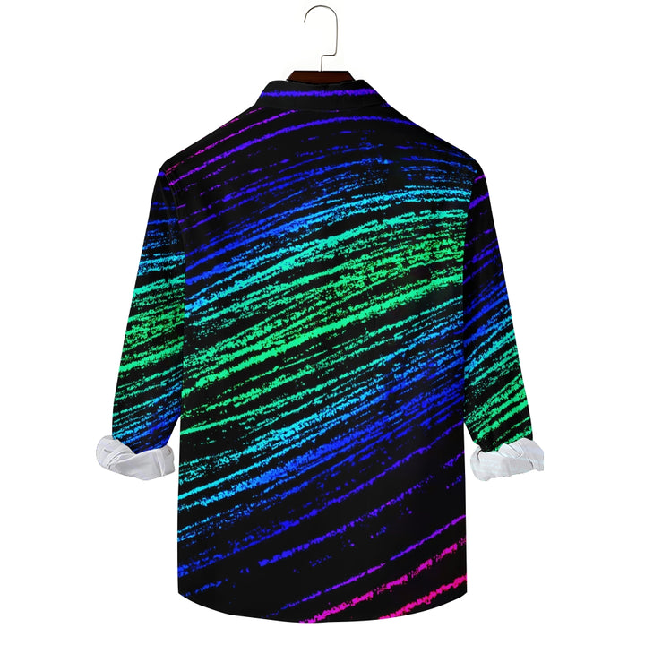 Men's gradient stripe print long-sleeved shirt 2410000893