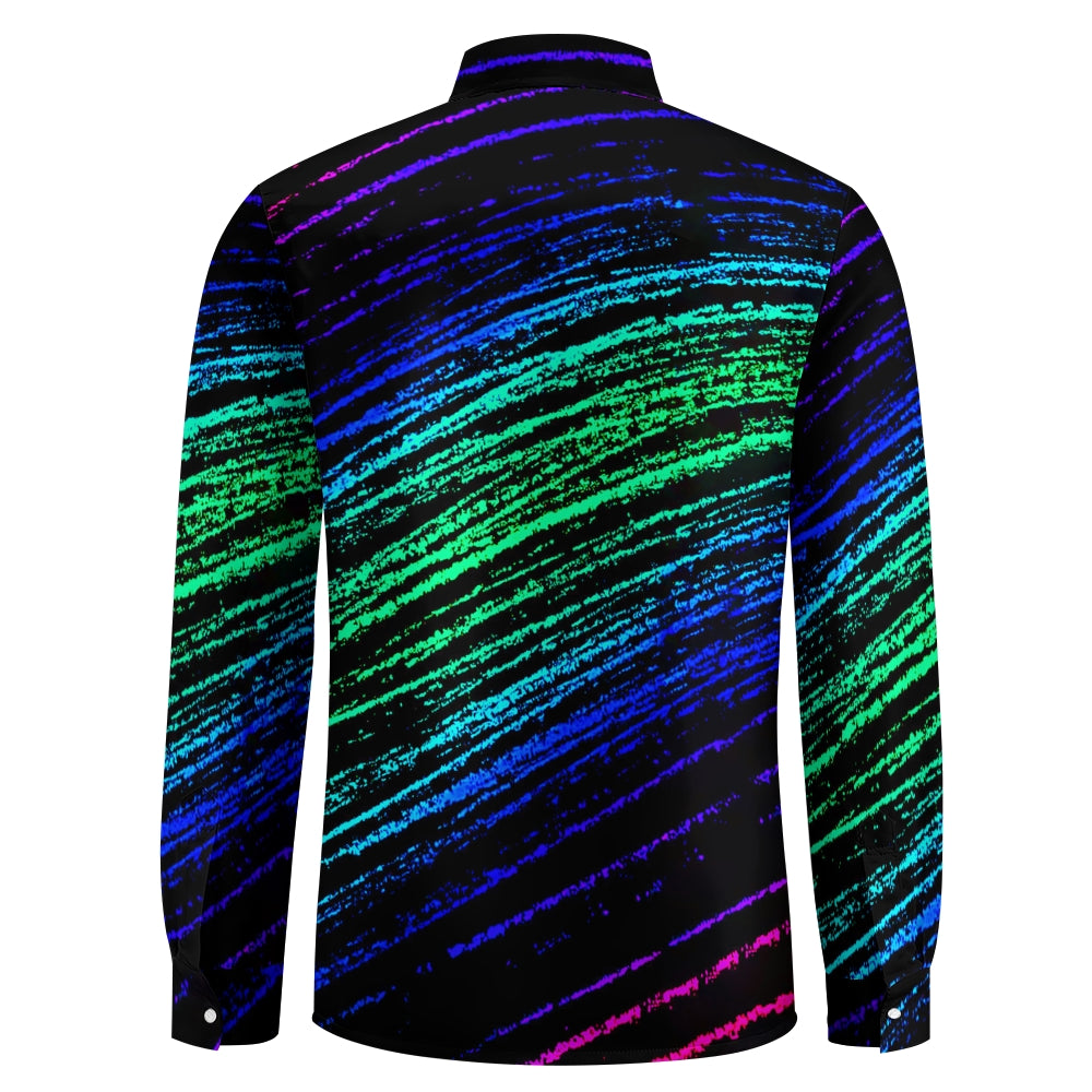 Men's gradient stripe print long-sleeved shirt 2410000893