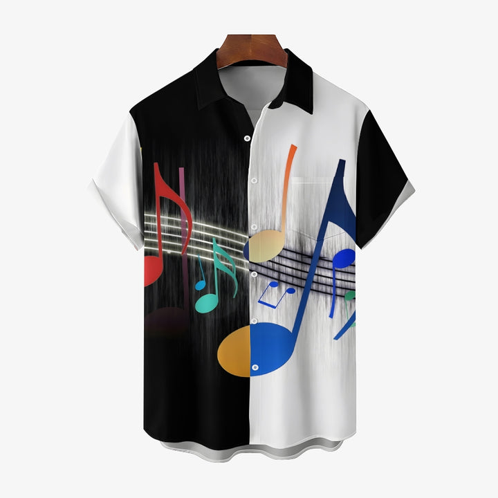 Men's Fashion Contrast Color Musical Note Printing Shirt 2410000945