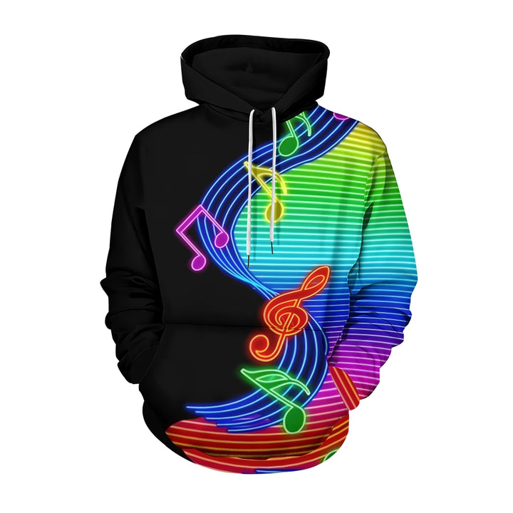 Unisex 3D Musical Note Print Hoodie 2410000966