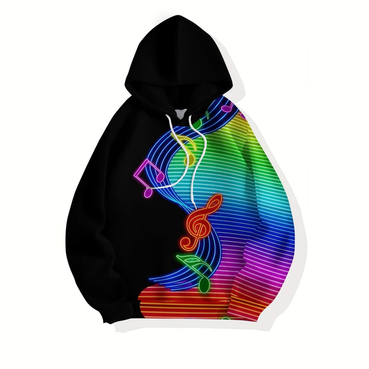 Unisex 3D Musical Note Print Hoodie 2410000966