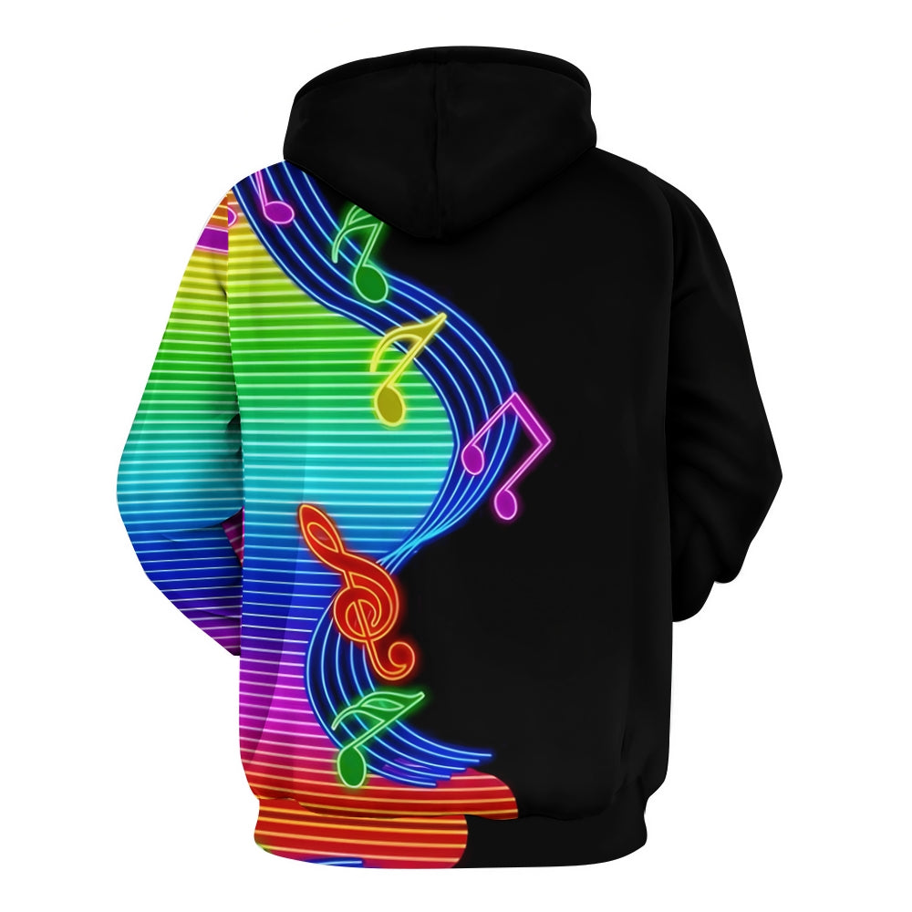 Unisex 3D Musical Note Print Hoodie 2410000966