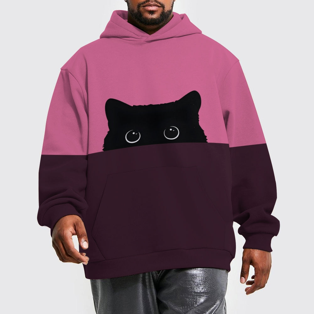 Unisex Black Cat Contrasting colors Hoodie 2410001888