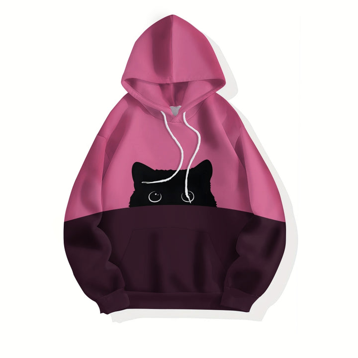 Unisex Black Cat Contrasting colors Hoodie 2410001888