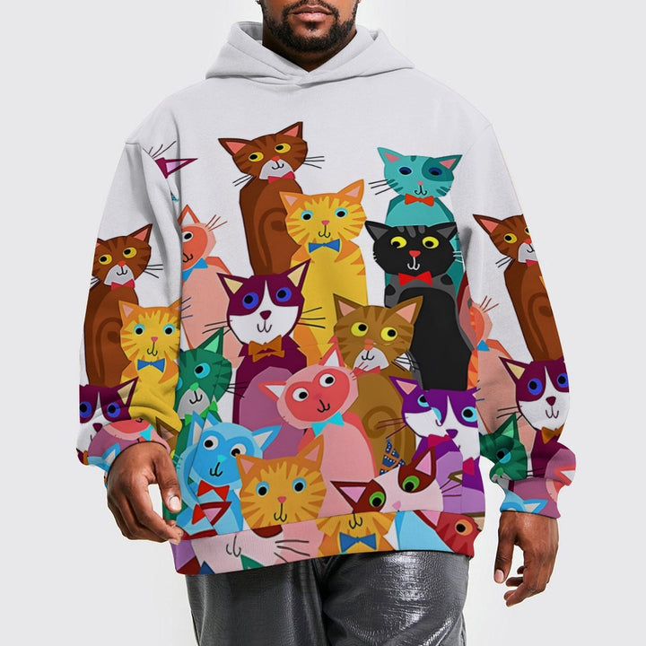 Unisex Hooded Cats Print Sweatshirt 2312000166