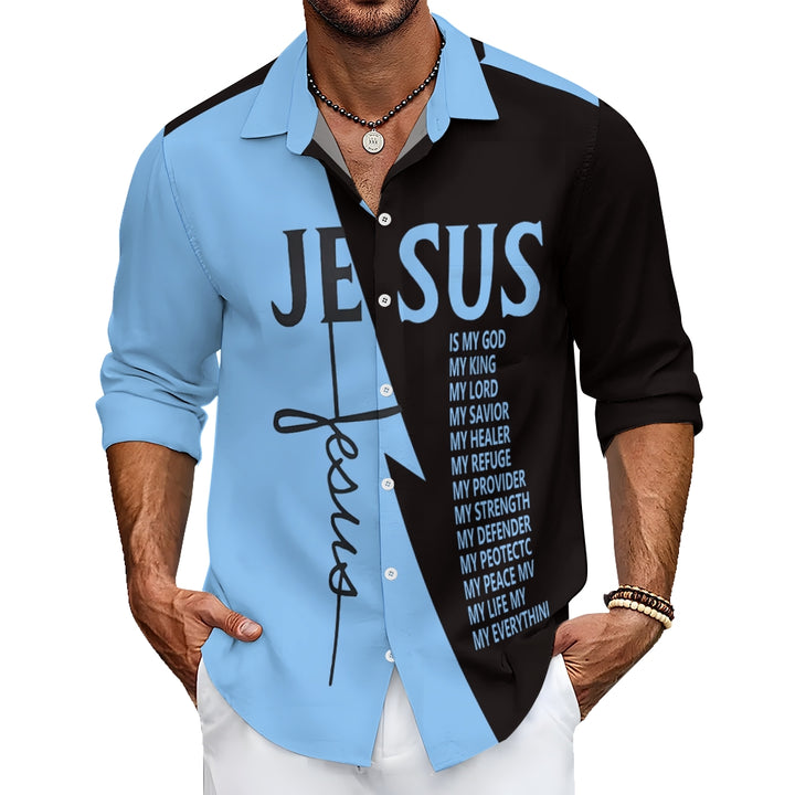 Men's Cross Jesus Letter Graphic Prints Long Sleeve Shirt