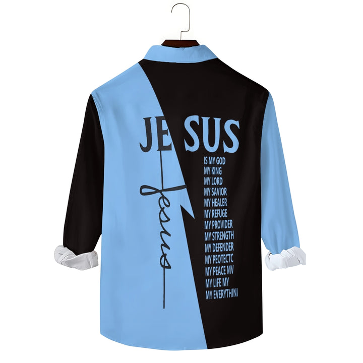 Men's Cross Jesus Letter Graphic Prints Long Sleeve Shirt