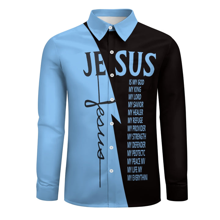 Men's Cross Jesus Letter Graphic Prints Long Sleeve Shirt