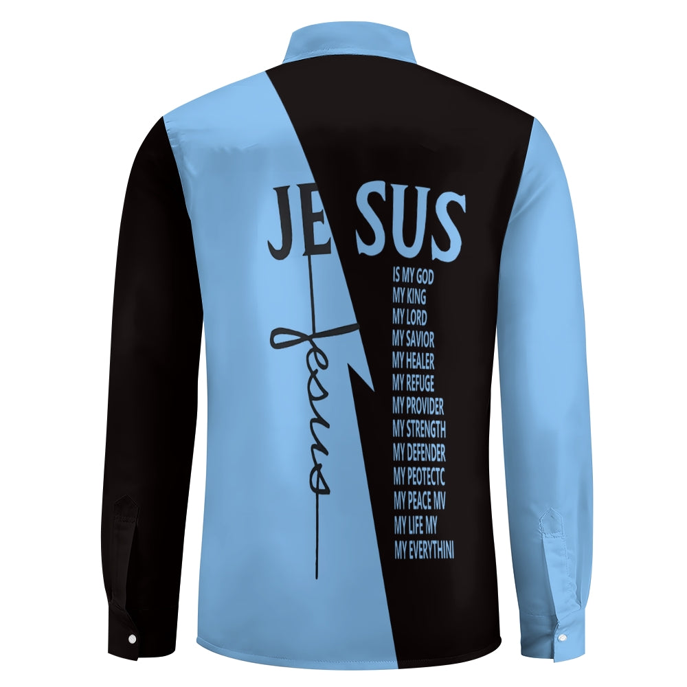 Men's Cross Jesus Letter Graphic Prints Long Sleeve Shirt