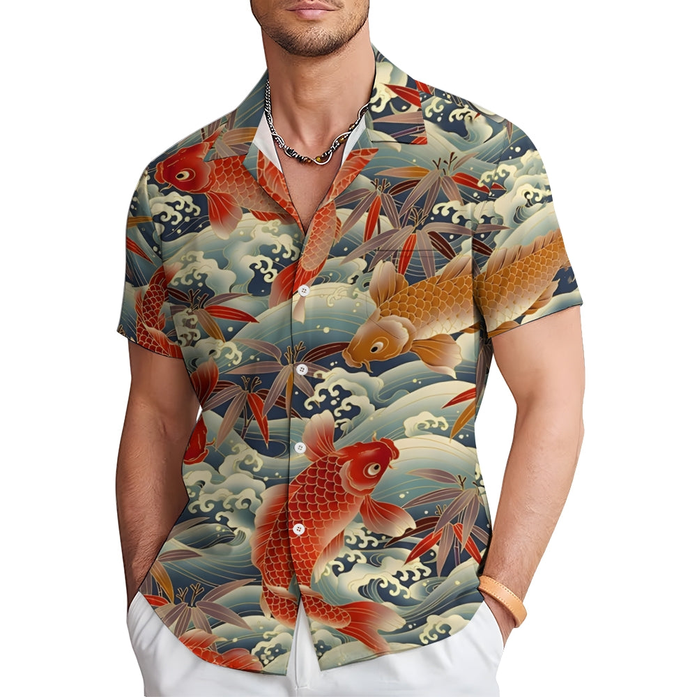 Men's Koi Carp Casual Short Sleeve Shirt 2310000952