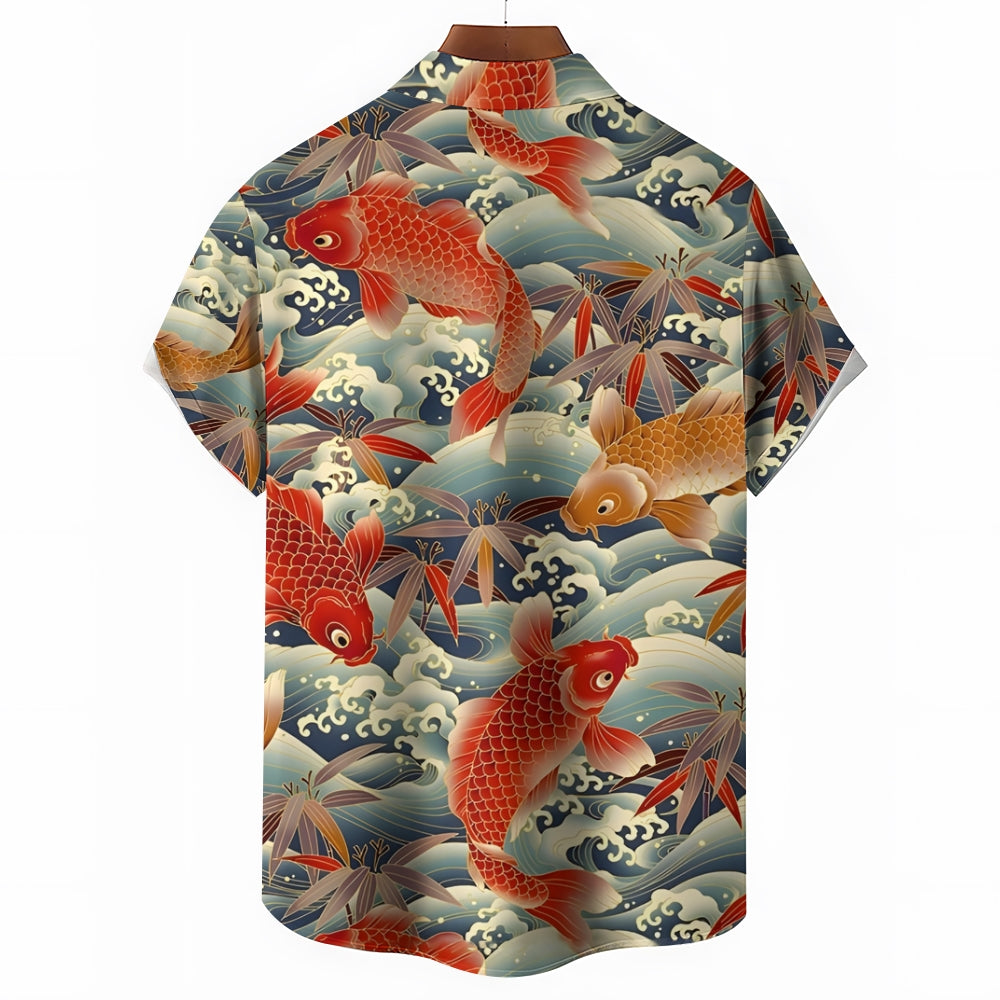 Men's Koi Carp Casual Short Sleeve Shirt 2310000952