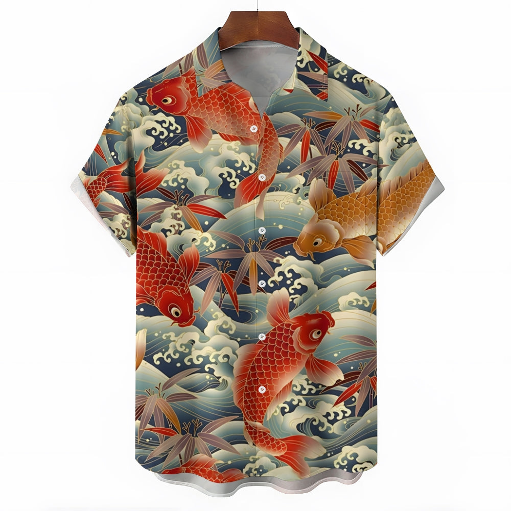 Men's Koi Carp Casual Short Sleeve Shirt 2310000952