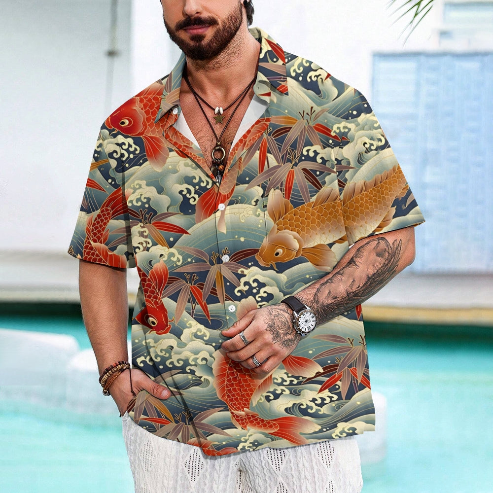 Men's Koi Carp Casual Short Sleeve Shirt 2310000952