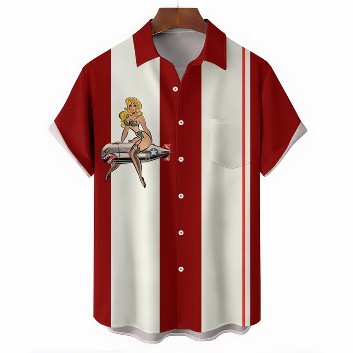 Missile Girls Printed Casual Short Sleeve Shirt