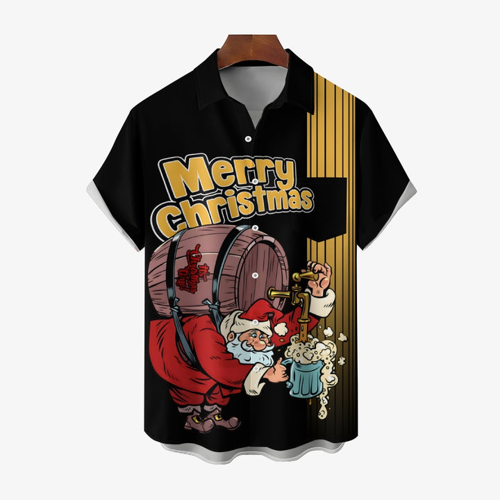 Funny Santa Claus Retirement Print Bowling Shirt 2410001186