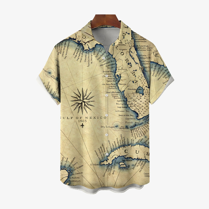 Men's Vintage Florida Map Hawaiian Shirt 2410001873