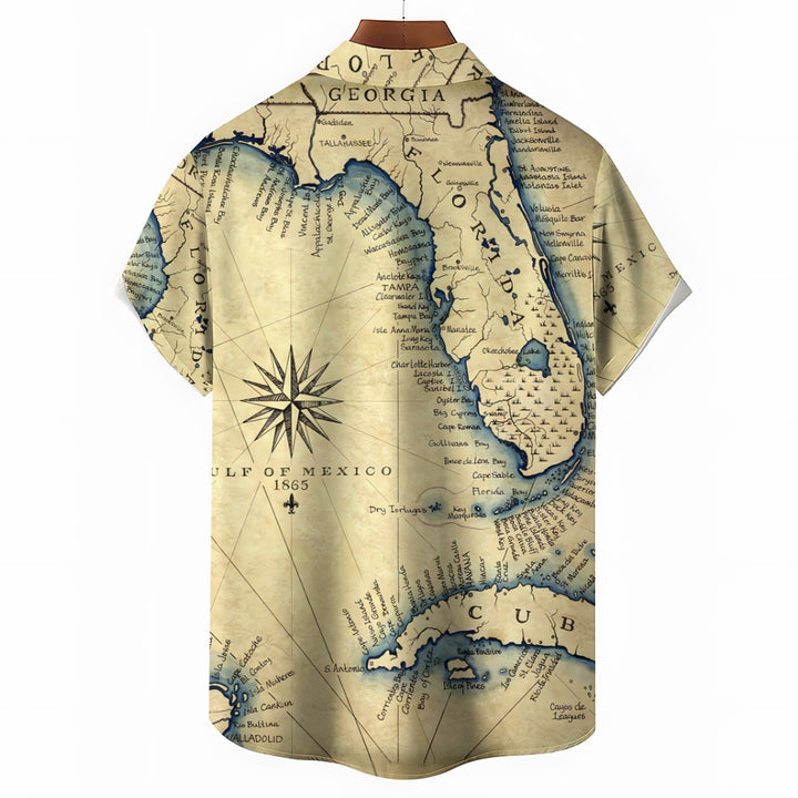 Men's Vintage Florida Map Hawaiian Shirt 2410001873