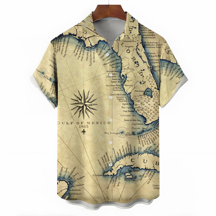 Men's Vintage Florida Map Hawaiian Shirt 2410001873