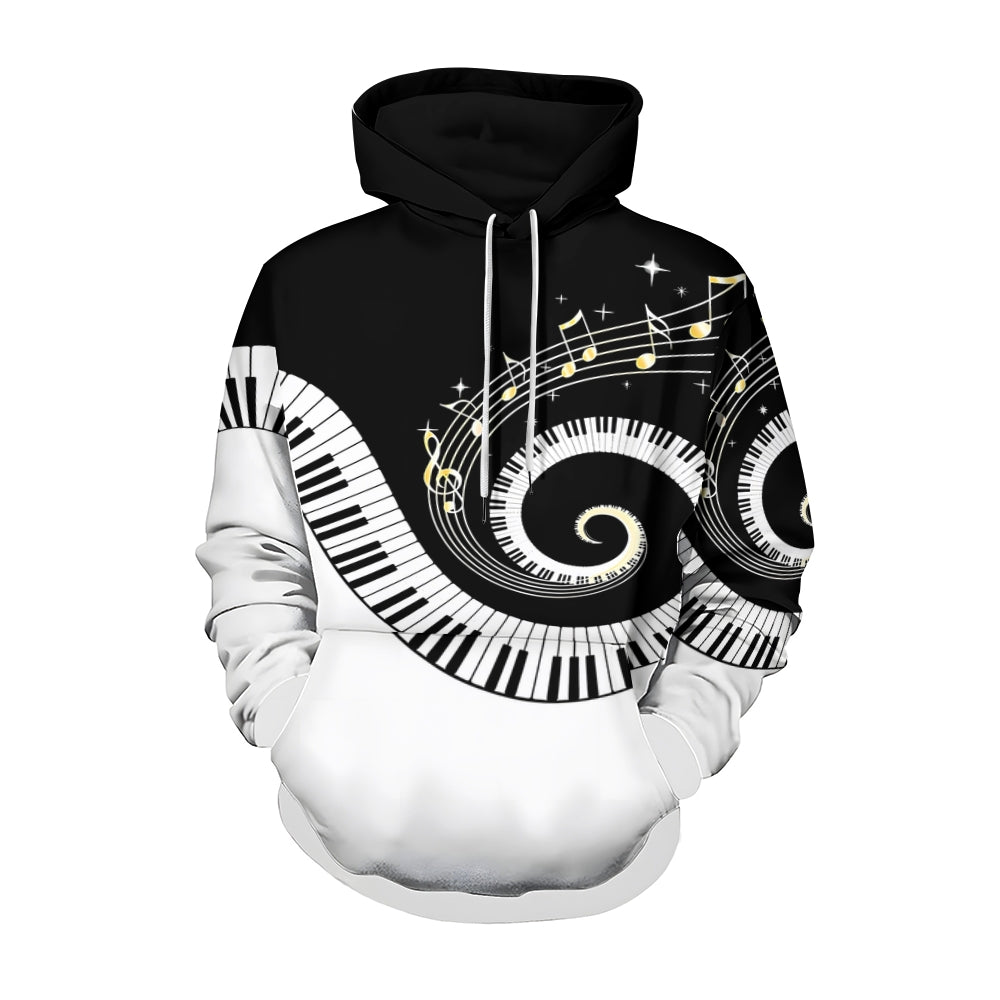 Unisex 3D Musical Note Print Hoodie 2410000966