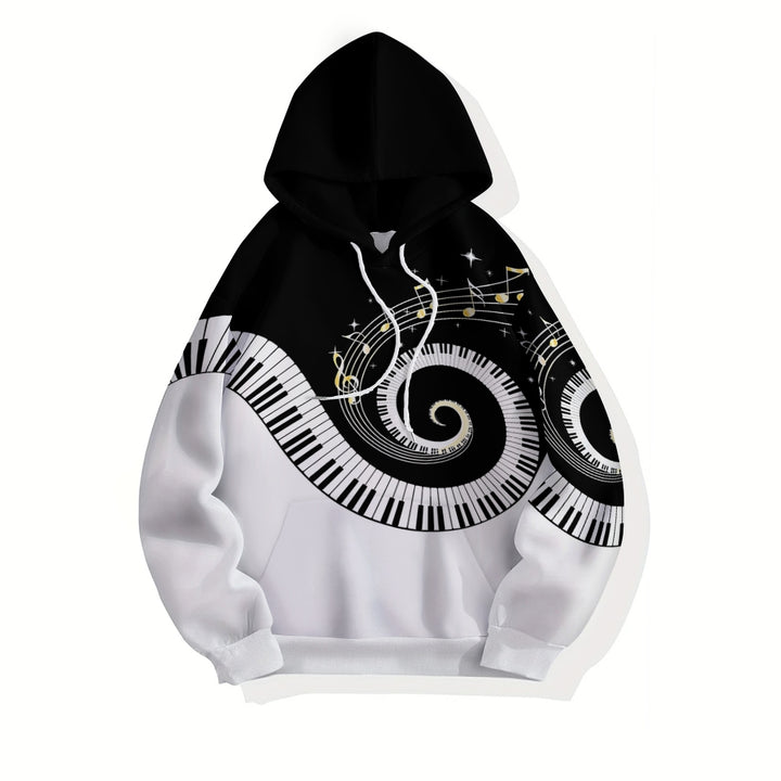 Unisex 3D Musical Note Print Hoodie 2410000966