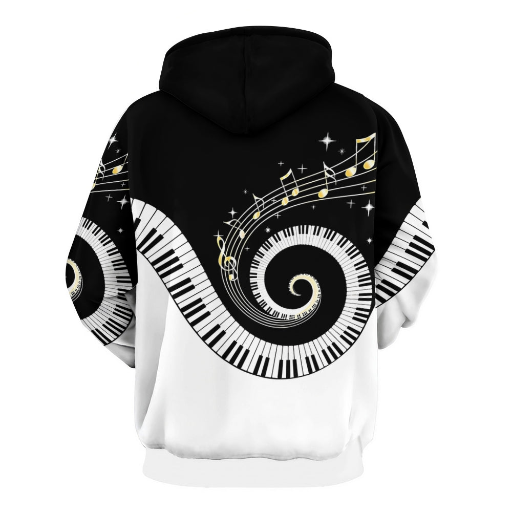 Unisex 3D Musical Note Print Hoodie 2410000966