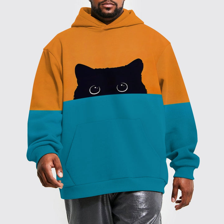 Unisex Black Cat Contrasting colors Hoodie 2410001888