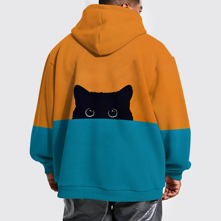 Unisex Black Cat Contrasting colors Hoodie 2410001888