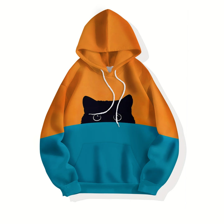 Unisex Black Cat Contrasting colors Hoodie 2410001888