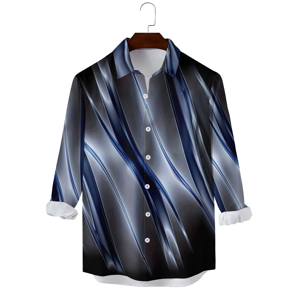 Men's Vintage Gradient Print Button Long Sleeve Shirt 2410002261