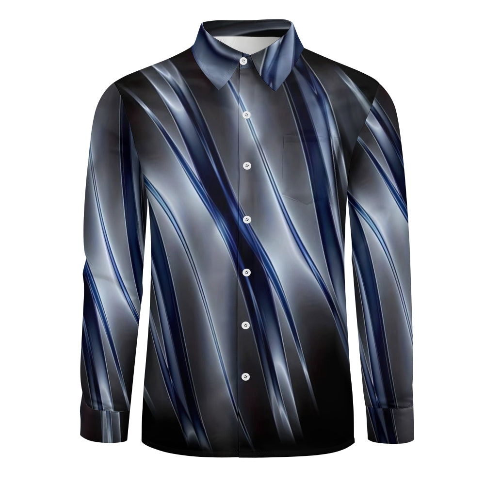 Men's Vintage Gradient Print Button Long Sleeve Shirt 2410002261