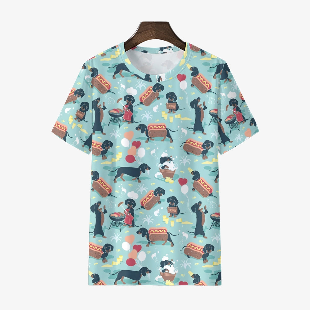 Men's Round Neck Dachshund  Casual T-Shirt 2312000393