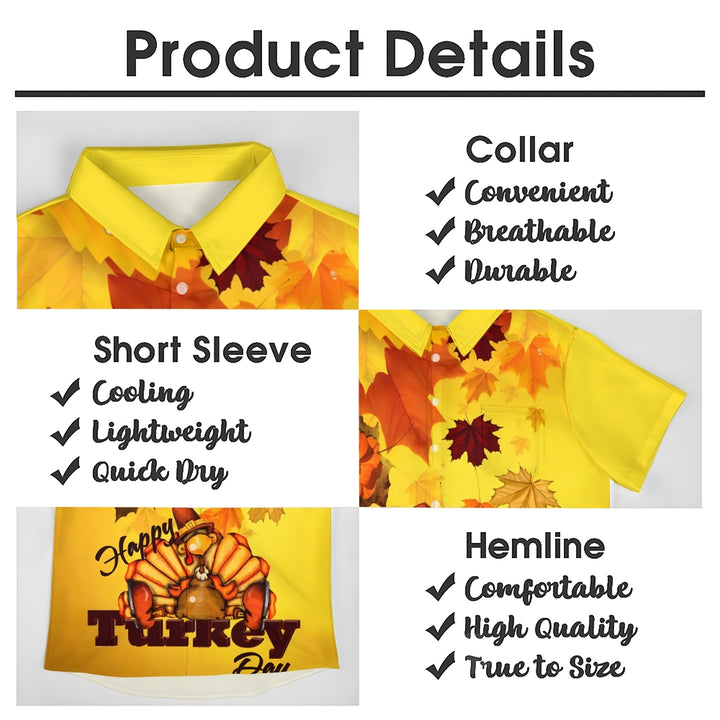 Thanksgiving Turkey Casual Oversized Short Sleeve Shirt 2410002820