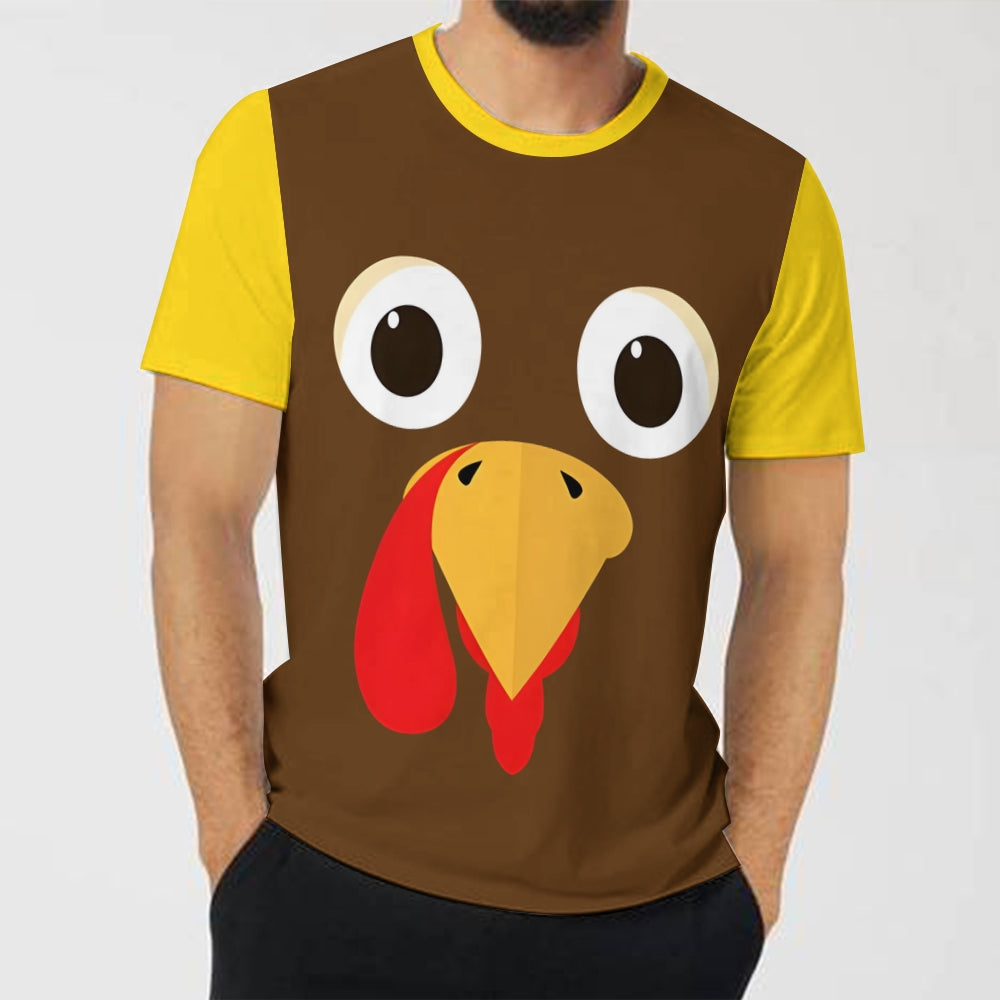 Thanksgiving Silly Turkey Face Men's round neck casual T-shirt  2311000159