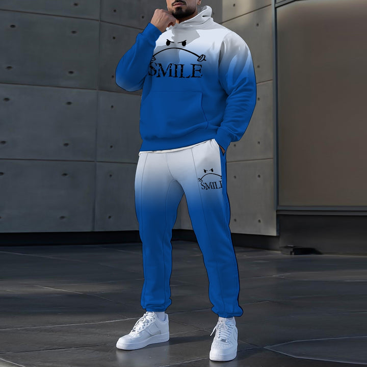 Men's contrasting colors Smiley Tracksuit Two Piece Set 2410002917