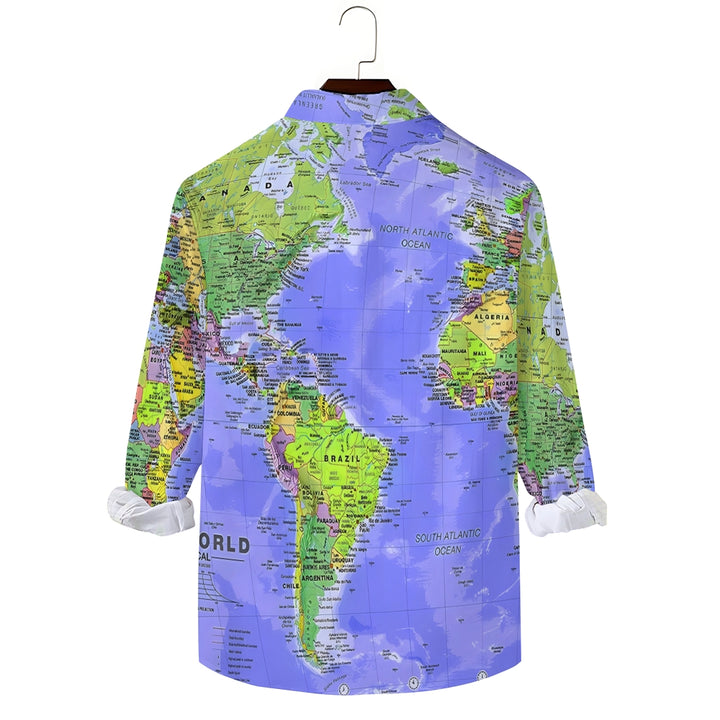 Vintage Map Multicolor Long-Sleeved Shirt 2407002067