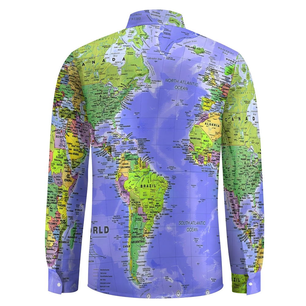 Vintage Map Multicolor Long-Sleeved Shirt 2407002067